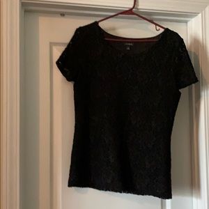 Talbots cap sleeve black top M
